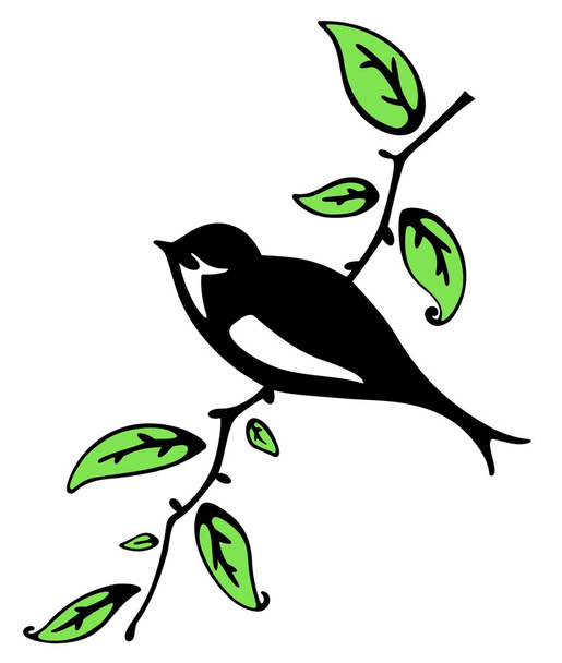 Swallow on a branch - Vector, Image