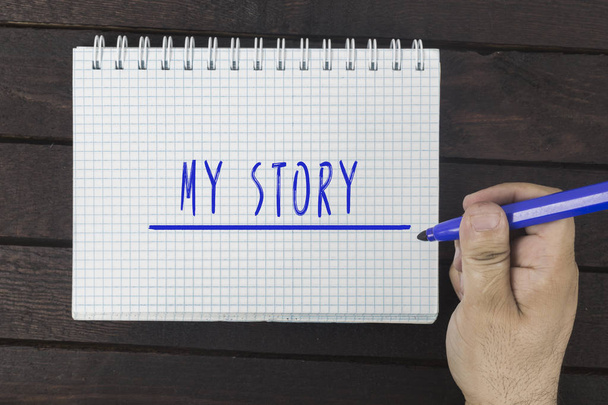 escritura a mano en el bloc de notas: Mi historia
 - Foto, imagen