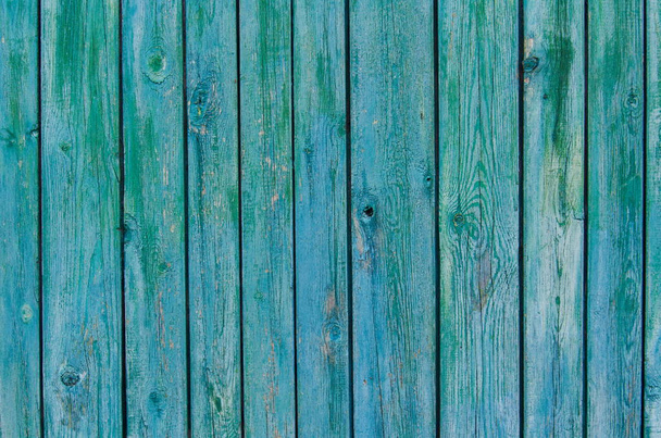 Ρουστίκ ξύλινο φράχτη υφή φόντου από πράσινο και μπλε χρώματα - Φωτογραφία, εικόνα