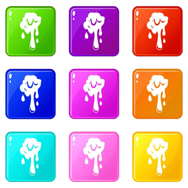 Dripping slime icons 9 set - Vector, Image