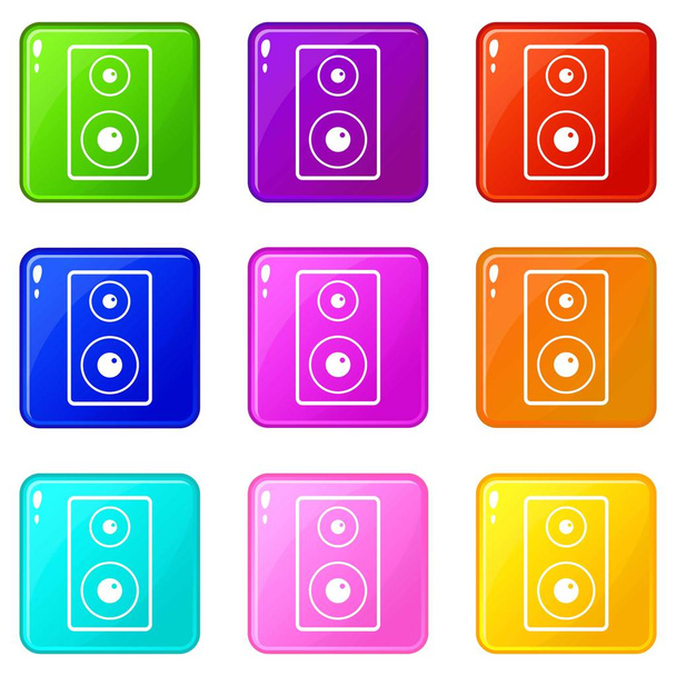 Subwoofer icons 9 set - Vector, afbeelding