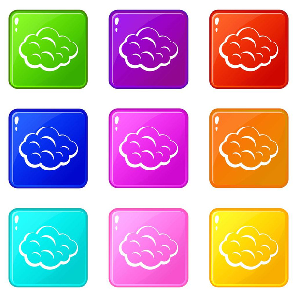 Summer cloud icons 9 set - Vector, Image