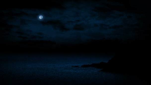 Skały Coast na noc księżycowa - Materiał filmowy, wideo