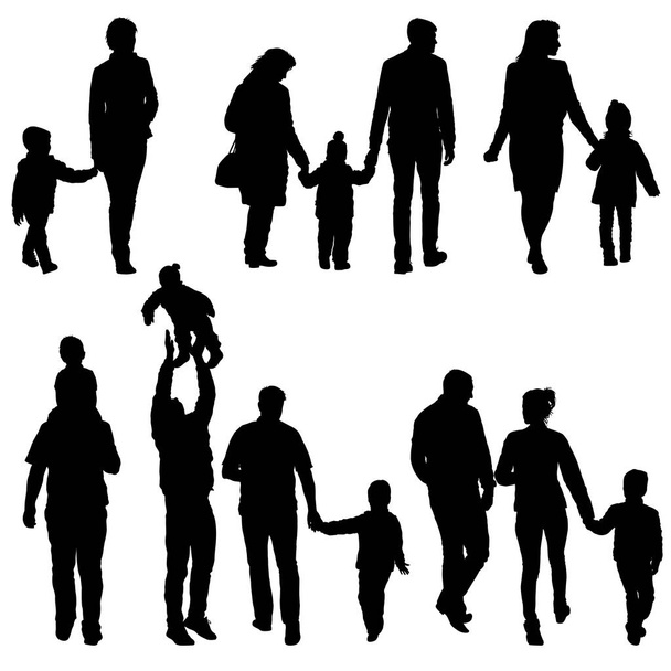 Die Silhouette einer glücklichen Familie auf weißem Hintergrund - Vektor, Bild