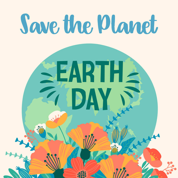 Earth Day. Vector template for card, poster, banner, flyer. - Διάνυσμα, εικόνα