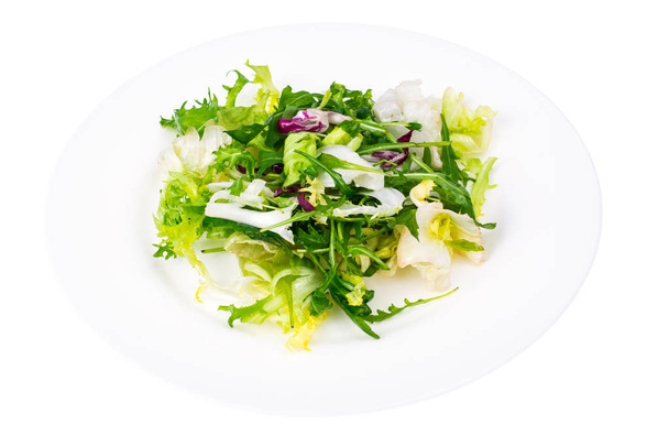 Dieta concepto de desayuno pérdida de peso. Mezcla de hojas frescas de ensalada ecológica verde
 - Foto, Imagen