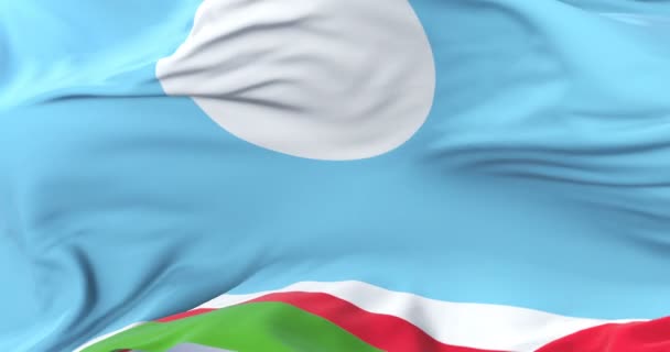 Flagge der Sacha-Republik weht im Wind in langsamer Schleife - Filmmaterial, Video