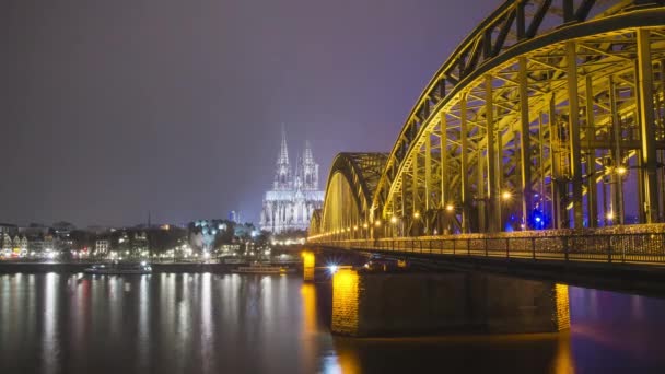 ケルン大聖堂と橋 - タイムラプス - 映像、動画