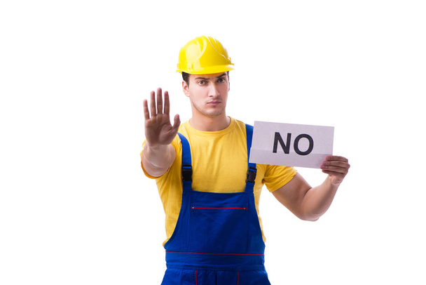 Εργαζόμενος που ανταποκρίνεται αρνητικά δεν απομονώνονται σε λευκό - Φωτογραφία, εικόνα