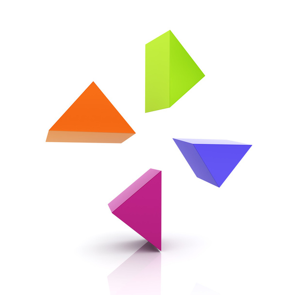 Símbolo metálico de color ácido abstracto con flechas de dirección
 - Foto, imagen