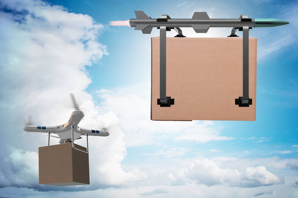 Vários métodos de entrega modernos com foguetes e drone - Foto, Imagem
