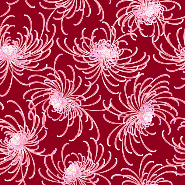 Japanese style chrysanthemum patternDesign of Japanese style Chrysanthemum flowerIt is used for a kimonoThis painting continues repeatedly - Вектор, зображення