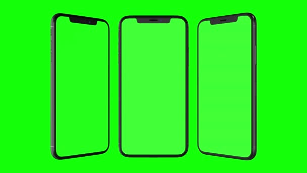 Geïsoleerde slimme telefoon met groen scherm - Video