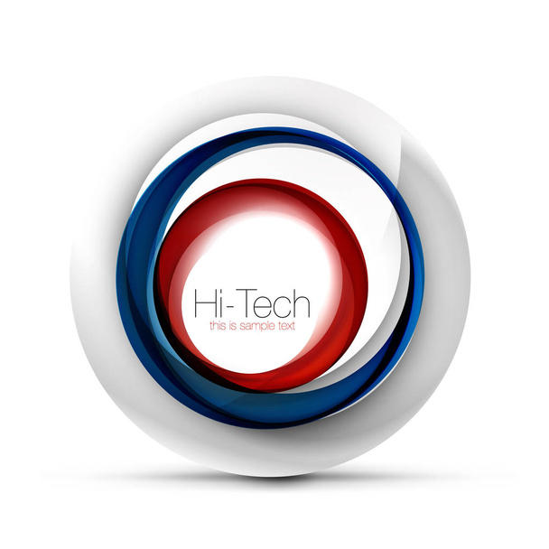 Ψηφιακή techno σφαίρα web banner, το κουμπί ή το εικονίδιο με το κείμενο. Στιλπνή για γαρνίρισμα χρώμα αφηρημένη κύκλο σχεδίασης, hi-tech φουτουριστικό σύμβολο με δακτυλίους χρώμα και γκρι μεταλλικό στοιχείο - Διάνυσμα, εικόνα