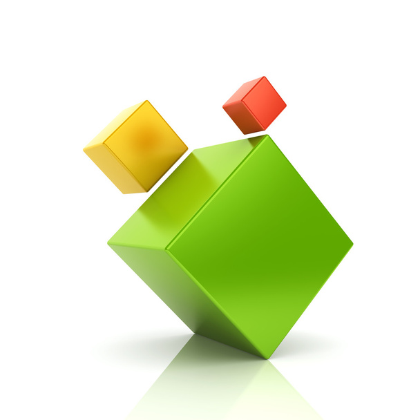 Símbolo de negocio de color abstracto con 3 cubos
 - Foto, Imagen