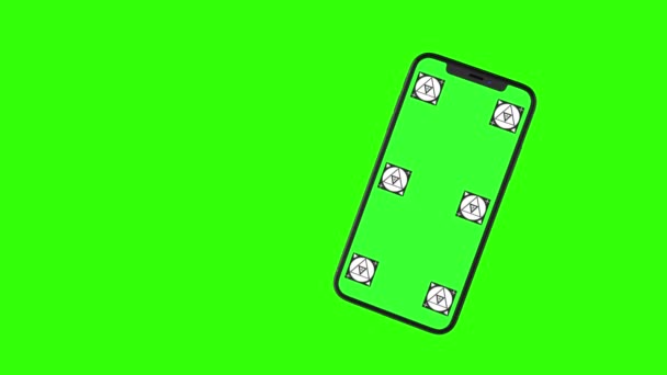 Ізольовані смарт-телефон з зелений екран - Кадри, відео