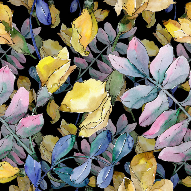 Acacia leaves pattern in a watercolor style. - Φωτογραφία, εικόνα