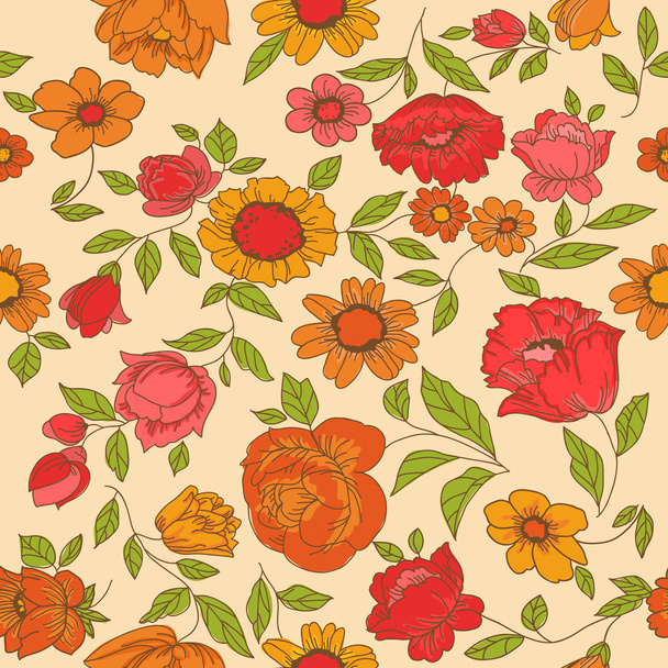 Seamless Vintage Flower Background - for design and scrapbook - - Vektor, kép