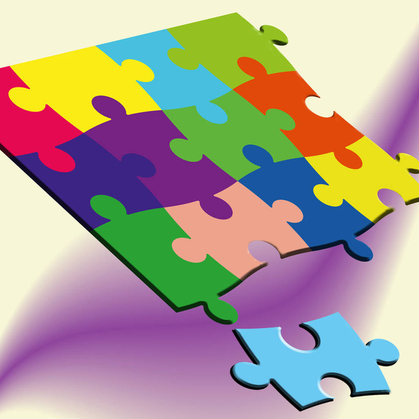 3D illustration of puzzles on a colored background - Photo, Image