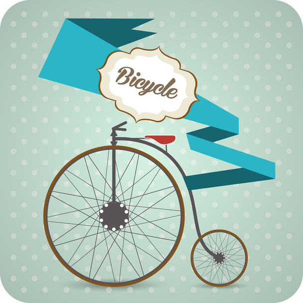 Vector background with old vintage bicycle. - Vector, Image