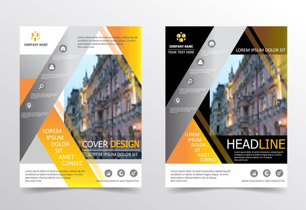 Yellow technology annual report brochure design template vector, - Vector, Image