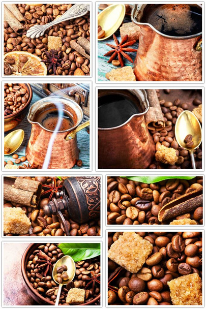 Colagem de grãos de café
 - Foto, Imagem