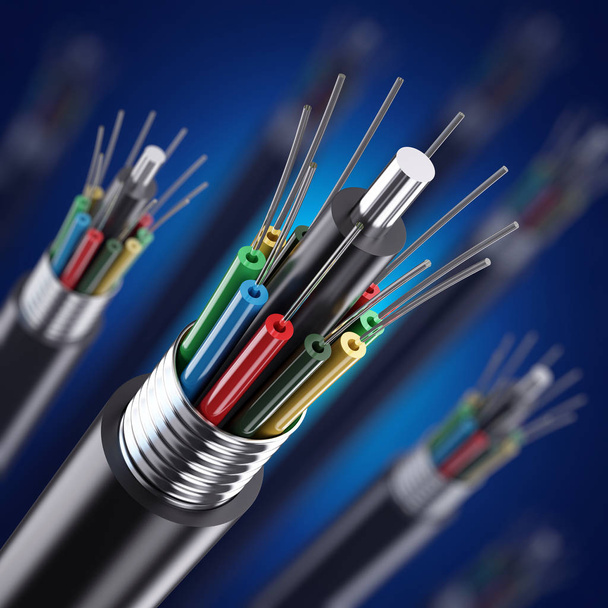 Détail de câble de fibre optique macro. Illustration 3d
 - Photo, image