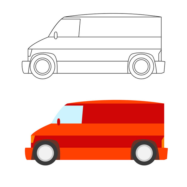 roter Minivan Vektor Illustration flachen Stil Profil  - Vektor, Bild