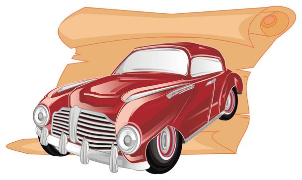 red retro car with clean map - Foto, afbeelding