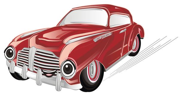 happy red retro car  - Foto, afbeelding