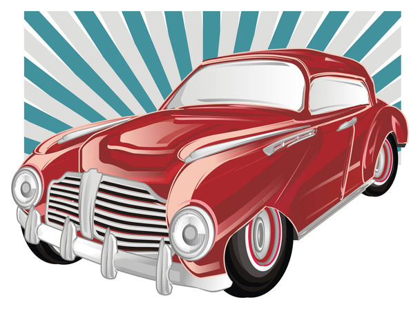 red retro car with colored lines - Foto, afbeelding