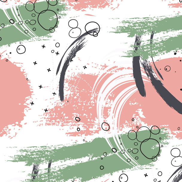 Estilo grunge abstraer fondo rosa verde. Sucia ilustración moderna angustiada. Daños salpicados textura desordenada. Cruces volante decoración
. - Vector, imagen