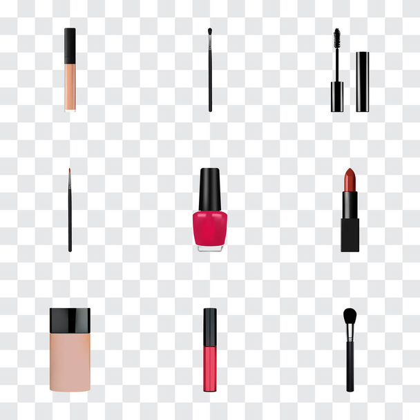 Set of cosmetics realistic symbols with nail polish, fashion equipment, mascara and other icons for your web mobile app logo design. - Photo, Image
