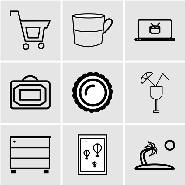 Set de 9 sencillos iconos editables como Palma, Wall poster o
 - Vector, Imagen