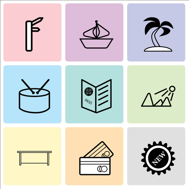 Conjunto de 9 iconos editables simples como Nuevo, Tarjeta de compras, Tabla
 - Vector, Imagen