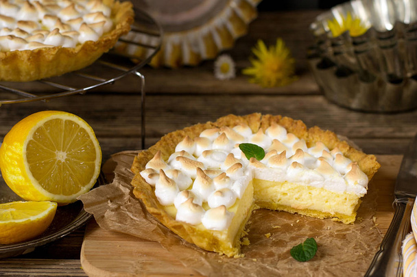 Sweet lemon meringue pie for dessert - Photo, Image