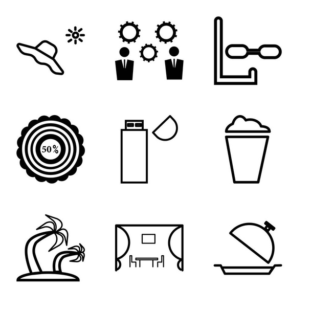 Ustaw z 9 prostych ikon można edytować takich jak Taca, kuchnia, Palma drzewa - Wektor, obraz