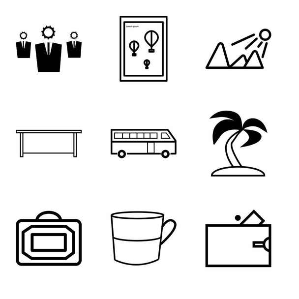 Conjunto de 9 iconos editables simples como billetera, Copa, Bolsa, Palma t
 - Vector, Imagen