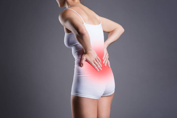 Back pain, kidney inflammation, ache in woman's body - Foto, Imagem
