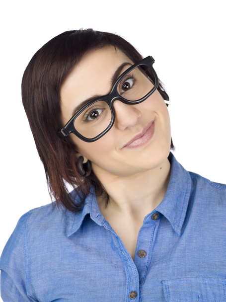 hermosa dama usando gafas de ojo
 - Foto, Imagen