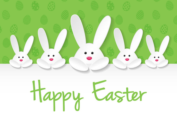 Easter bunny holding a card with greetings. Vector. - Vector, imagen