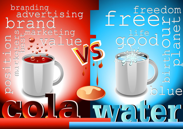 Cola en water - Vector, afbeelding