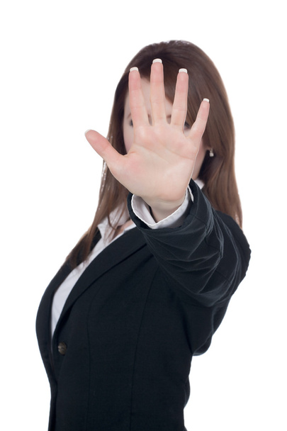 zakenvrouw gebaren stop - Foto, afbeelding
