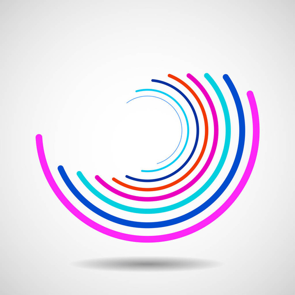Abstract colorrful technology spiral circles, geometric logo, vector - Vektör, Görsel