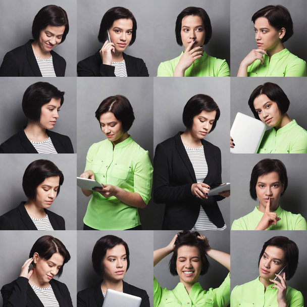 Collage von Gefühlen der Geschäftsfrau - Foto, Bild
