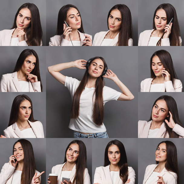 Collage of business woman emotions - Photo, Image
