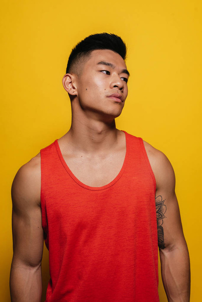 Portrait of young asian boy with sportswear. - Photo, image