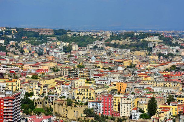 Italy, Naples, panorama of the Capodimonte area, the Sanit district and the airport. - Photo, Image