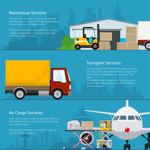 Banner of Transportation Services and Storage - Vector, Image