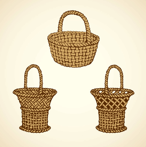 Vector picture of wickerwork basket - Vector, Image